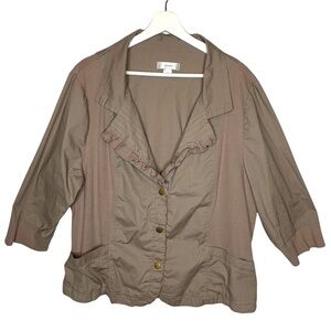CJ Banks Taupe Ruffled Utility Style Light Weight Jacket 3X